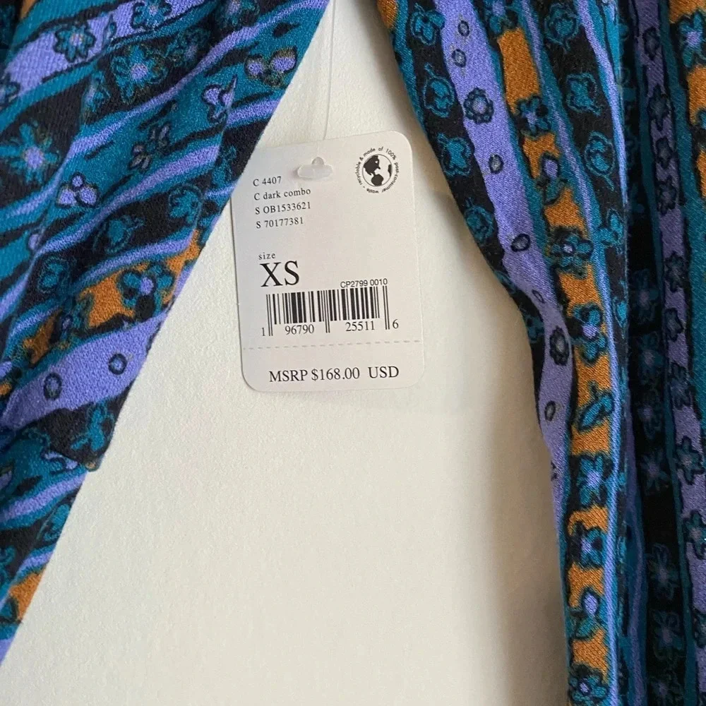 NWT Free People phoebe printed jersey maxi wrap dress in multi Size XS